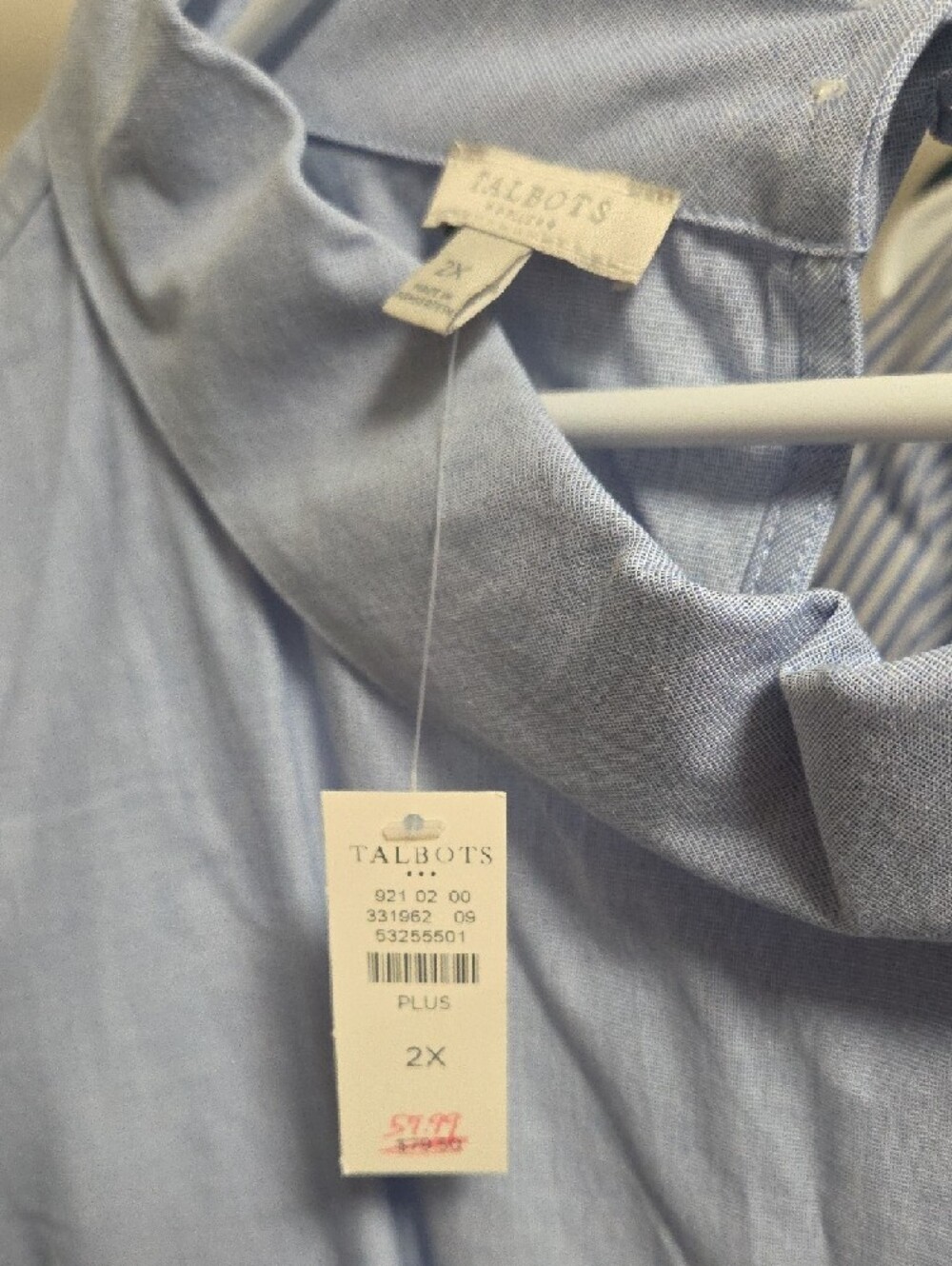 Light Blue Women's Button-Cuff Collar Shirt - Picture 2 of 4